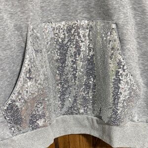 Gray Sweatshirt with Silver Sequin Pocket